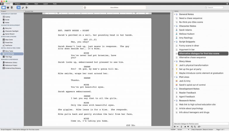 Kristina Adams You saved to Writing Programs You can use Script Studio's Scratchpad to keep all your notes in one place.