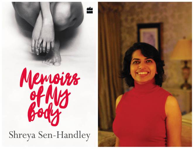 The cover of Memoirs of My Body, and its author, Shreya Sen-Handley.