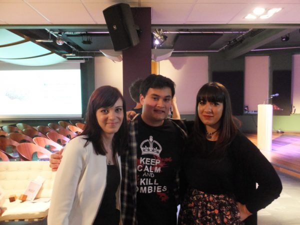 Kristina Adams, Kristian Elliott and Silvia M. Lopez at the Restless Minds anthology launch.