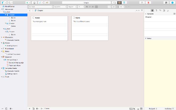 Scrivener's corkboard view is particularly useful if you use the Save the Cat method to plot your work in progress.