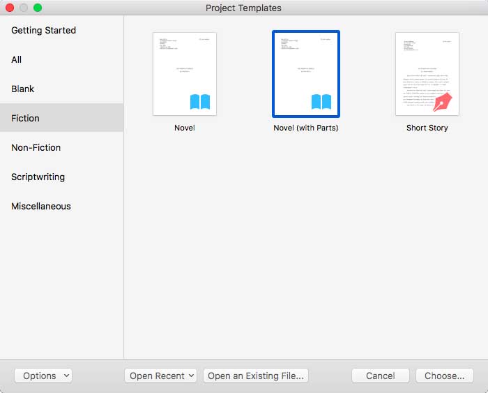For this tutorial, we use a novel (with parts).