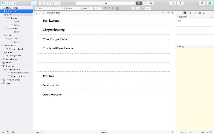 In Scrivener, you can view as much or as little of your work in progress as you need to.
