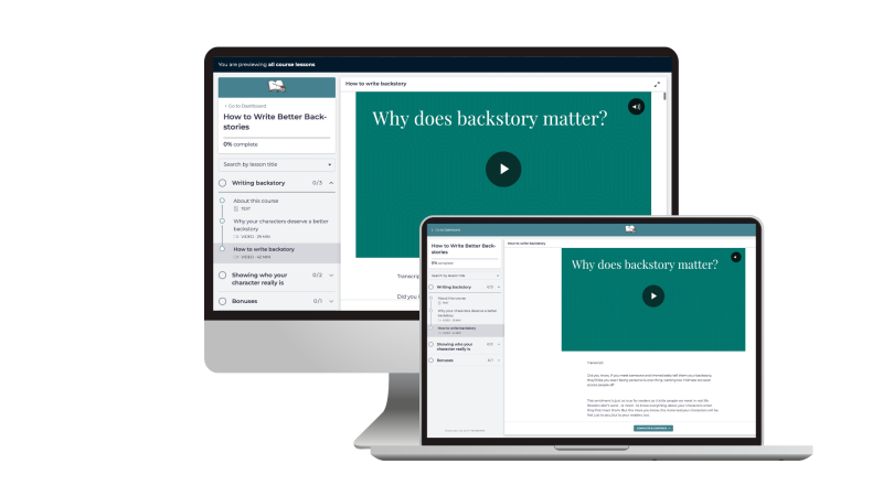 How to write backstory course on a computer screen