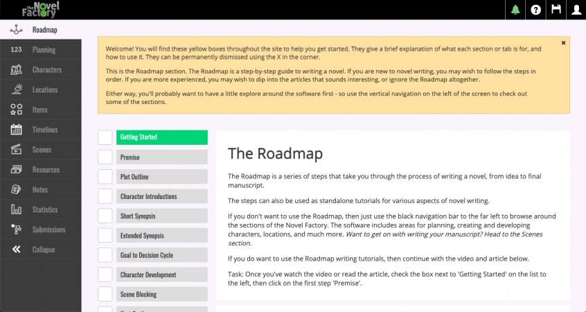 The Novel Factory roadmap