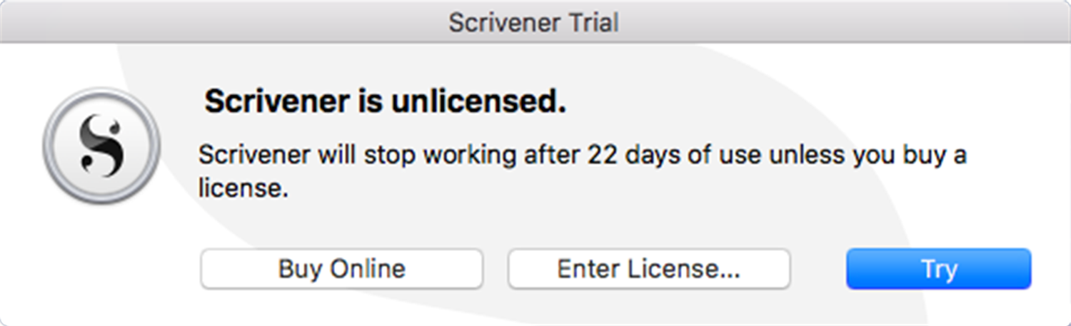 Scrivener 3 comes with a free trial that lasts 30 days of use, not 30 days of lasting on your hard drive.