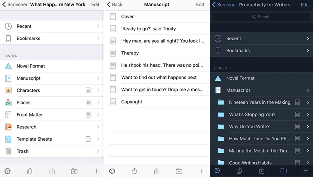The mobile version of Scrivener is currently only available for iOS.